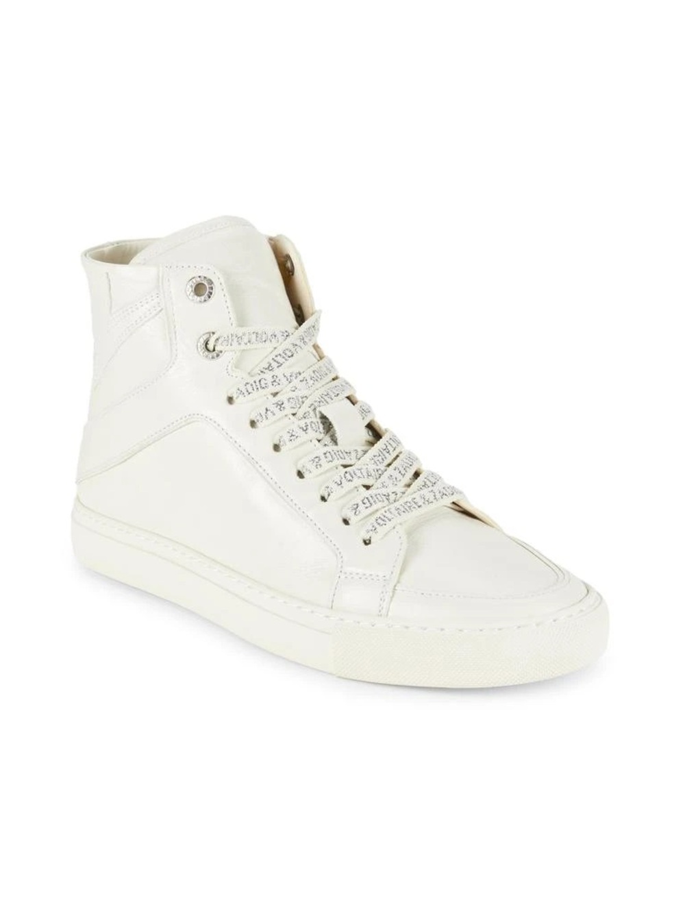 Zadig & Voltaire Leather High Top Bolt White Sneakers 38